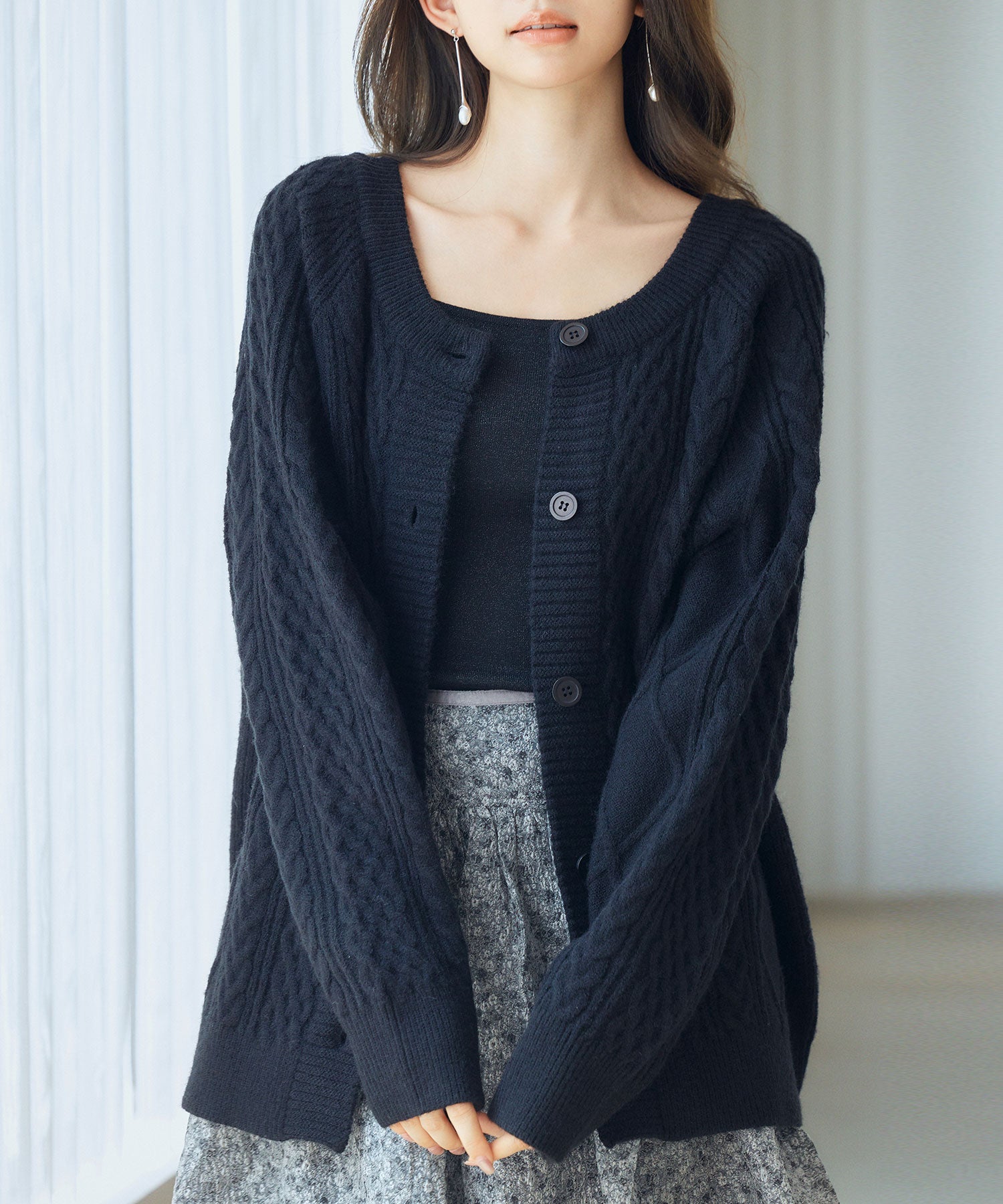 3wayケーブル編みカーディガンsdp8048 ブラック – [公式]SAISON DE