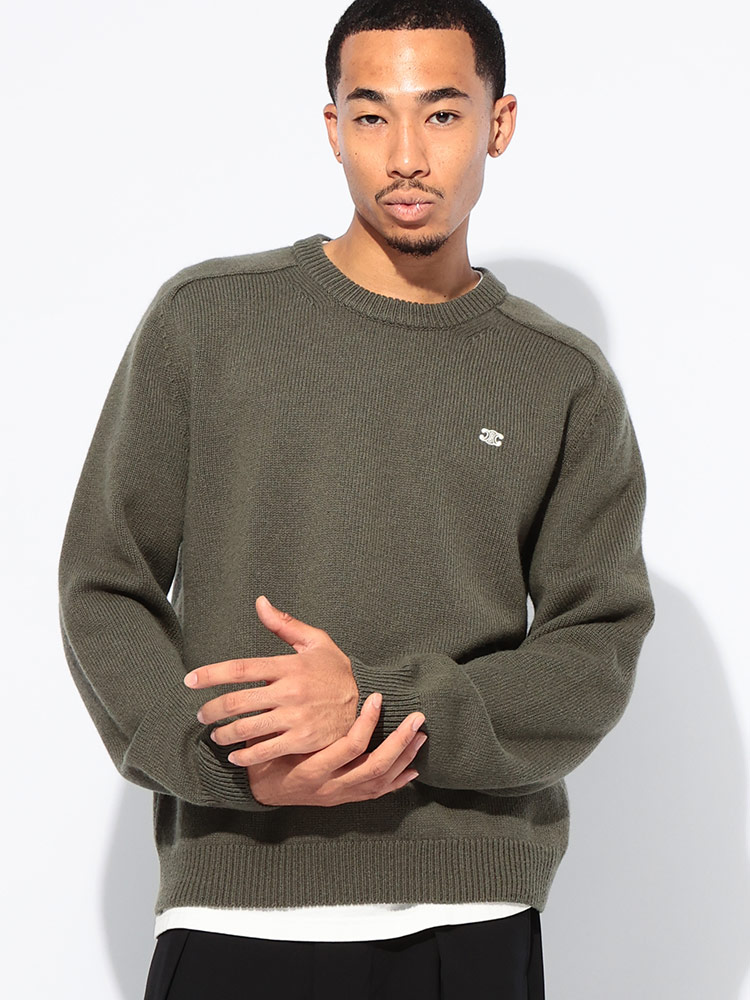 CELINE (セリーヌ) カシミヤ混 ワンポイント クルーネック ニット