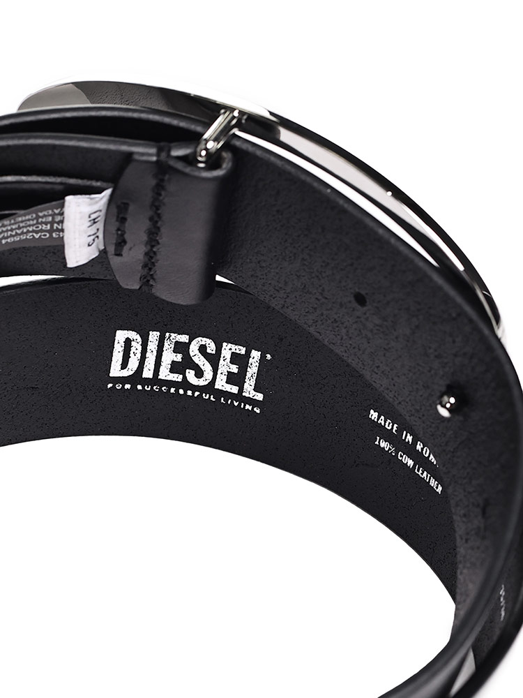 DIESEL (ディーゼル) 牛革 オーバルロゴ バックル留め ベルト 75cm