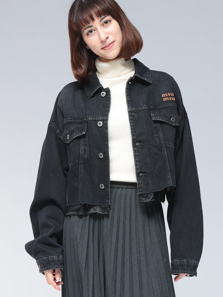 MIU MIU (ミュウミュウ) 胸ロゴ フルボタン デニムジャケット