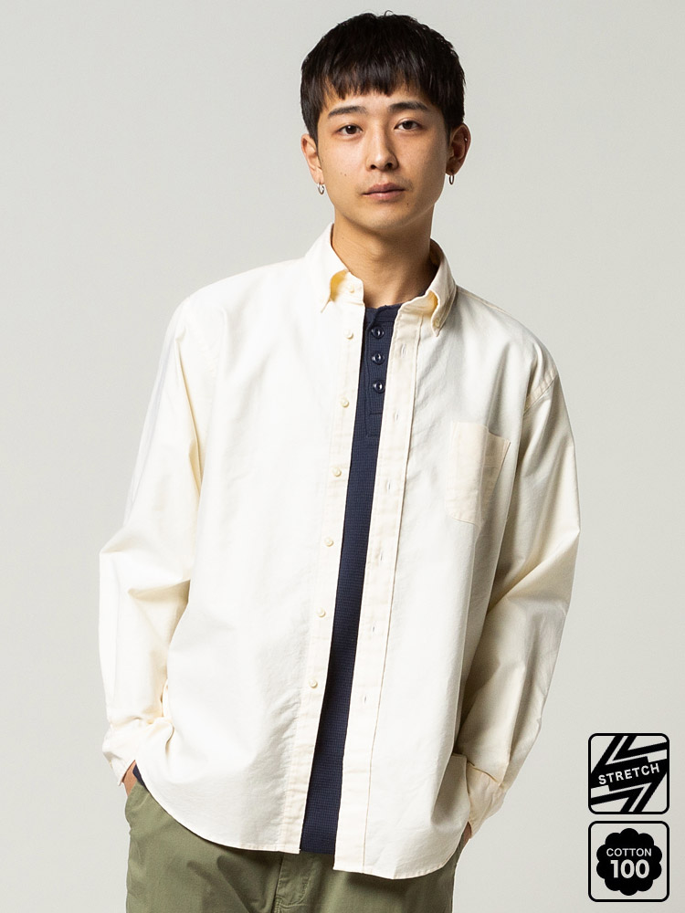 シャツ メンズ 無地 チェック ストライプ オックスフォードシャツ