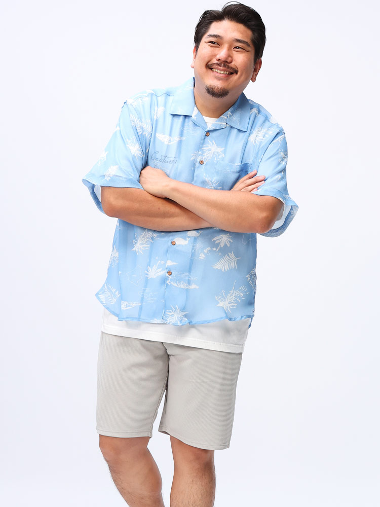 半袖 シャツ FAT ANIMAL 総メッシュ パナマ総柄 トップス アロハシャツ