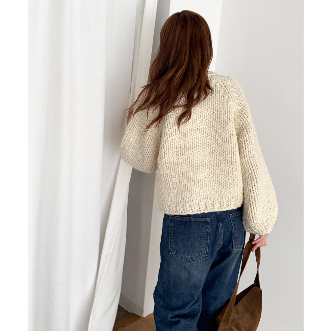 キャナルジーン CANAL JEAN El mar ウール混ローゲージカーディガン