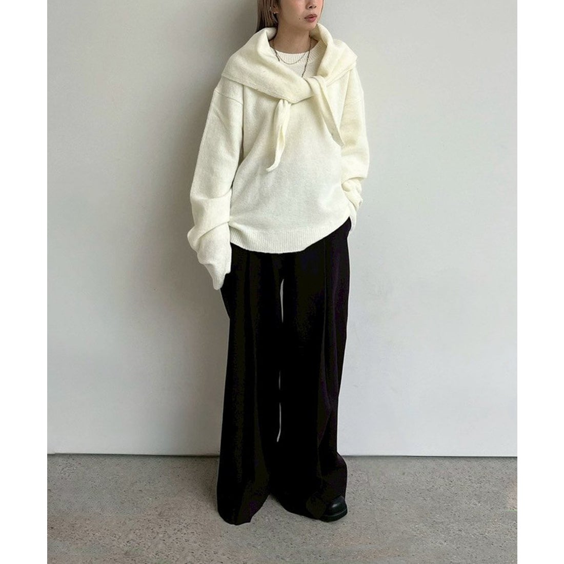 キャナルジーン CANAL JEAN anuke Layered Scarf Knit レイヤード