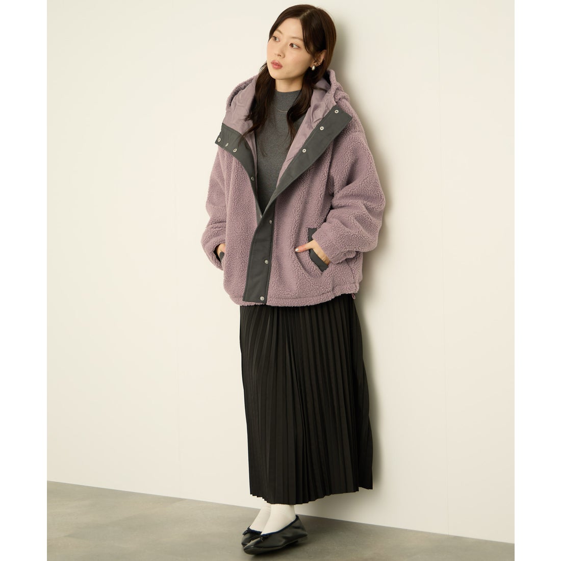 コンバース CONVERSE ボアフードジャケット （アイボリー