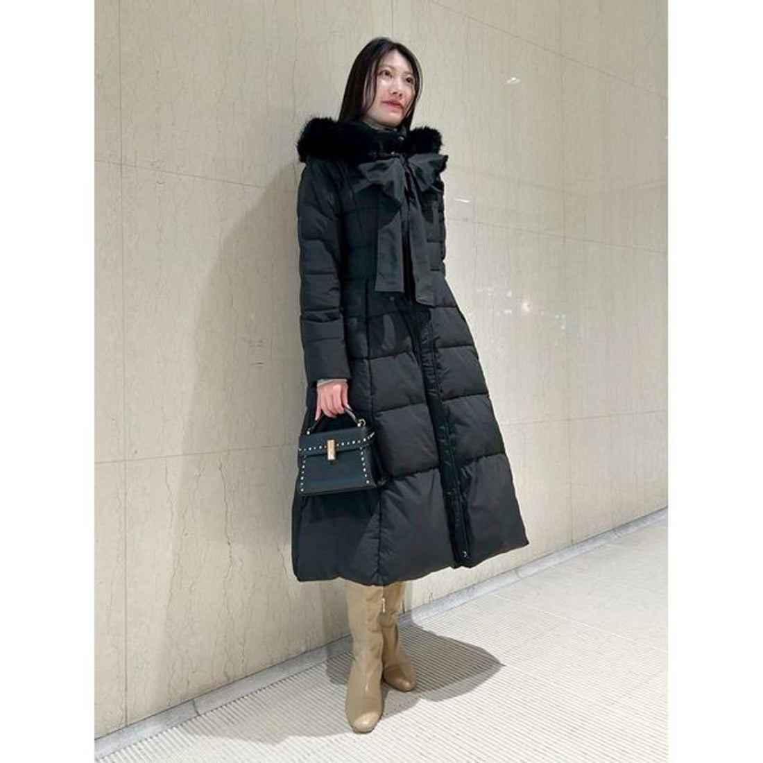 セルフォード CELFORD フードリボンロングダウンコート （BLK