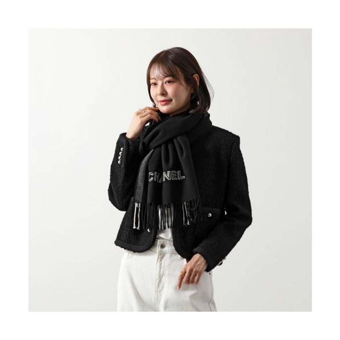 シャネル CHANEL CHANEL マフラー AAB207 B21171 ウール ロゴ刺繍