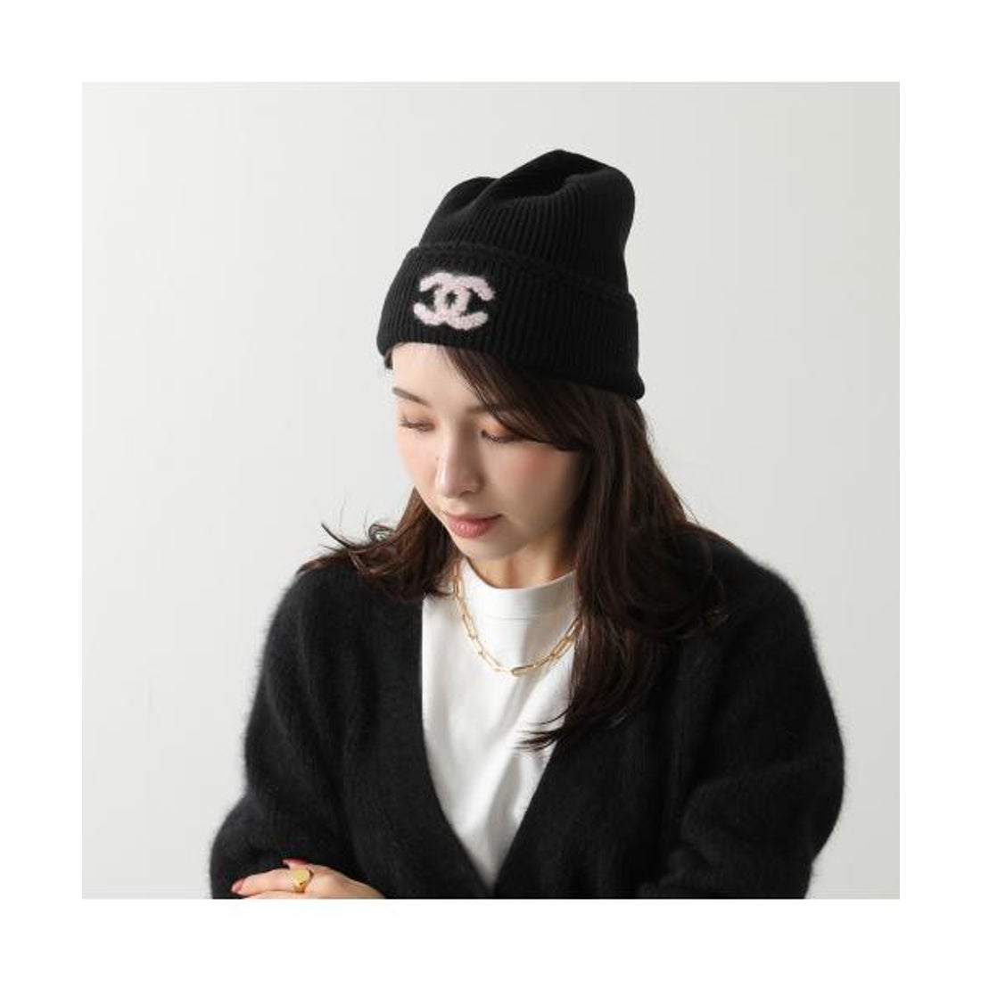 シャネル CHANEL CHANEL ニット帽 AAB254 B21462 カシミヤ ココマーク