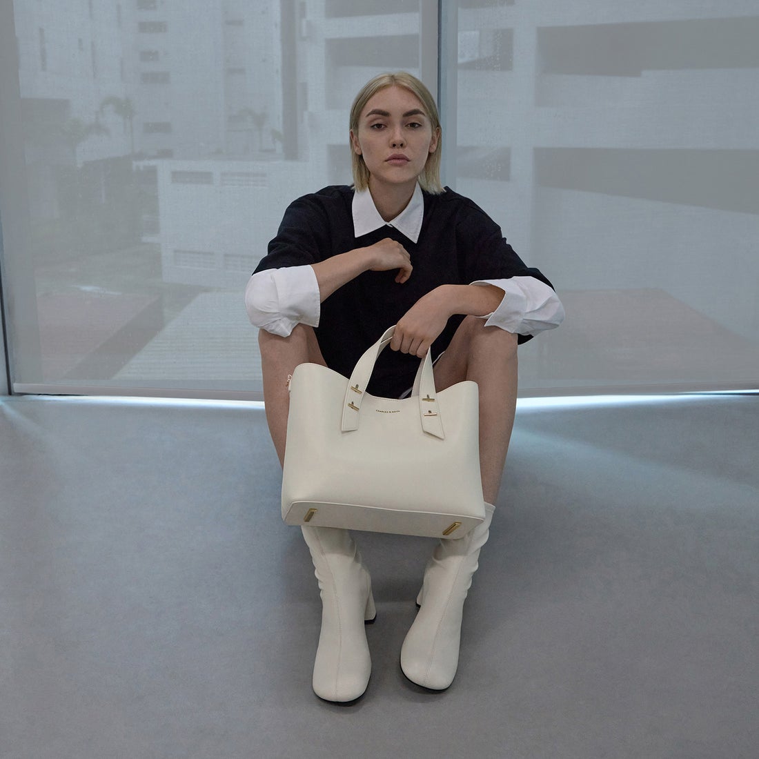 CHARLES & KEITH Shania シャナイア ダブルハンドルスラウチーバッグ