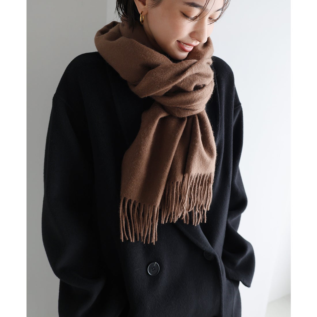 アンドミー andme カシミヤ 大判ストール 100% 内モンゴル産 65×180cm
