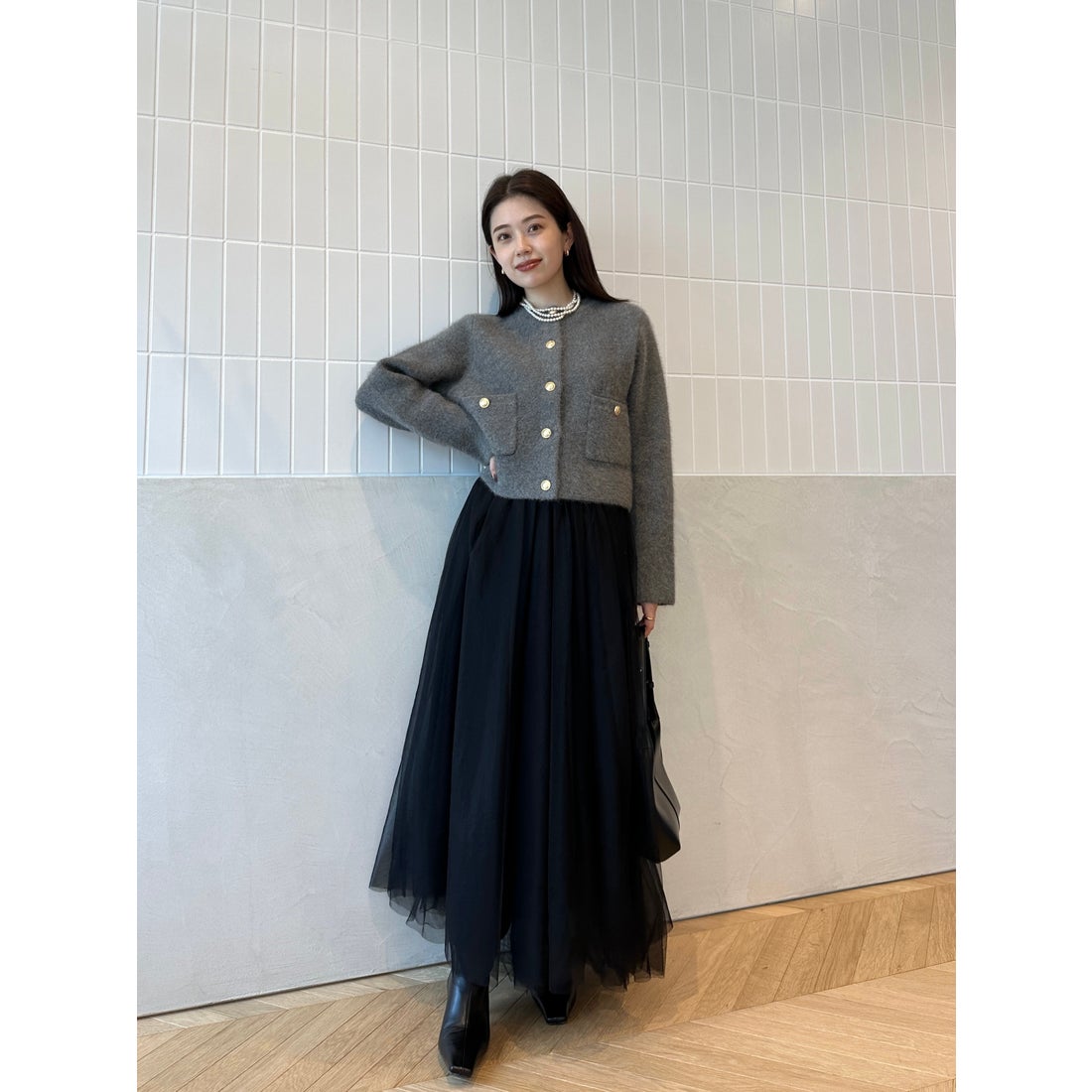 アニュアンス anuans シアーボリュームチュールスカート （BLACK