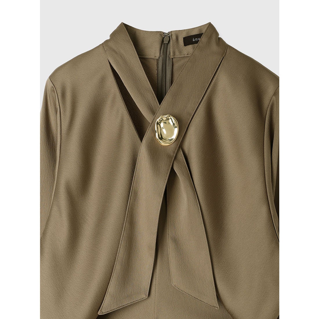 アニュアンス anuans ボウタイドレープワンピース （KHAKI BEIGE