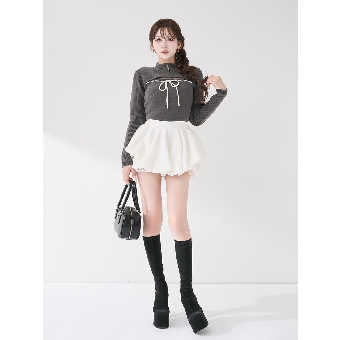 ダーリッチ Darich ステッチリボンオープンニットトップス （ベビー