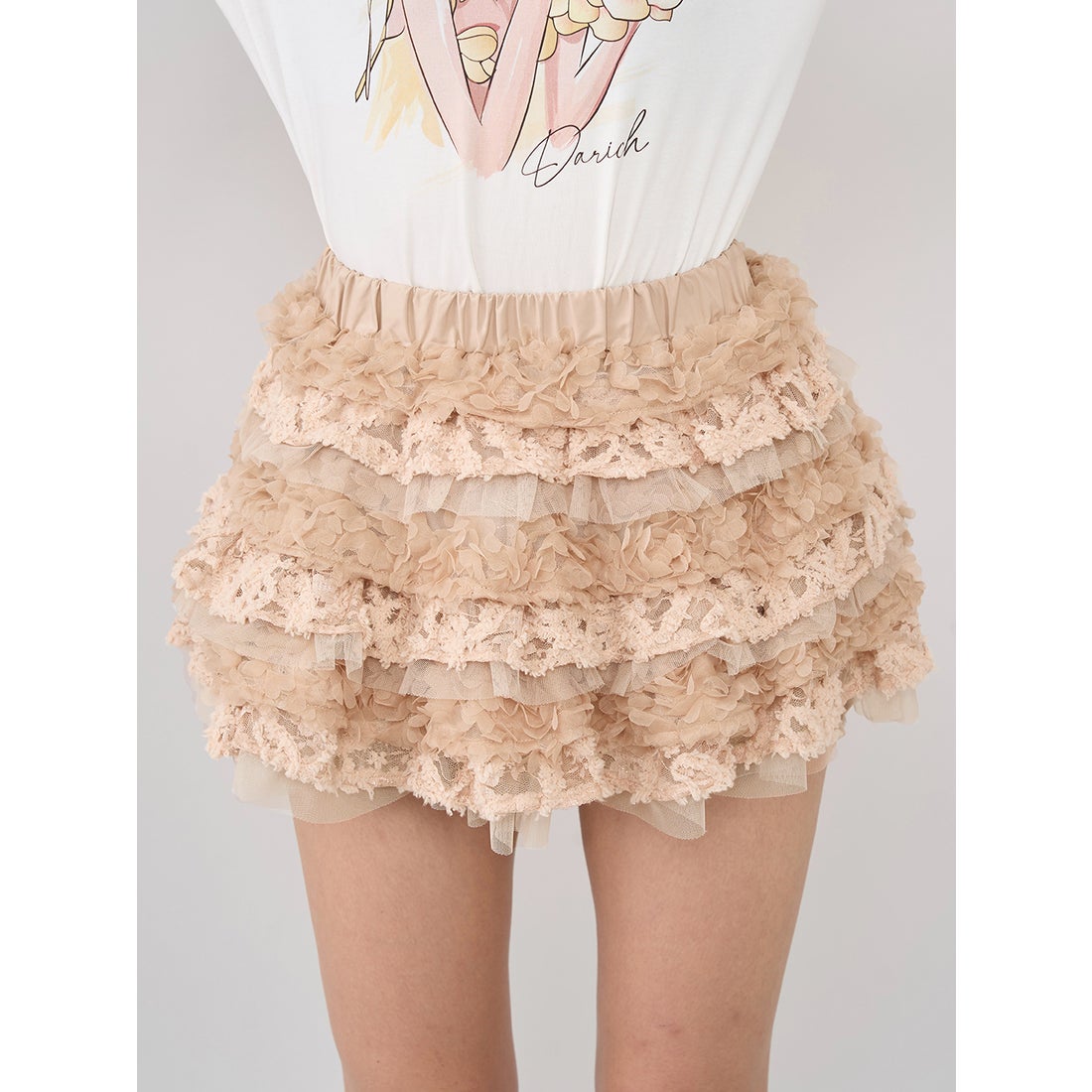 ダーリッチ Darich ランダムフリルニットセットアップ （グレー） -靴