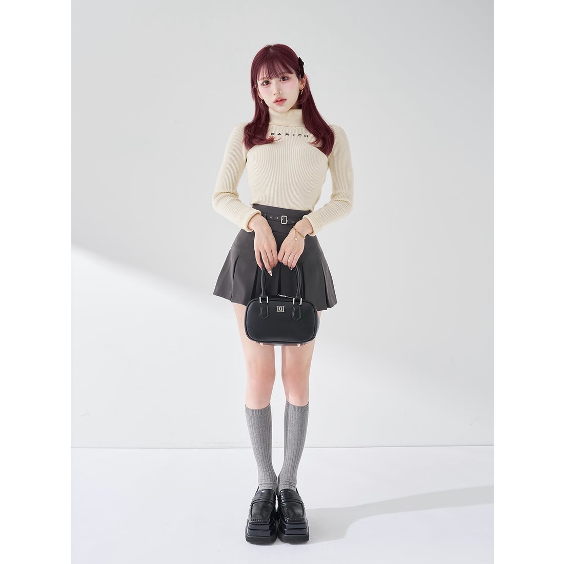 ダーリッチ Darich スムースファーリブニットトップス （アイボリー