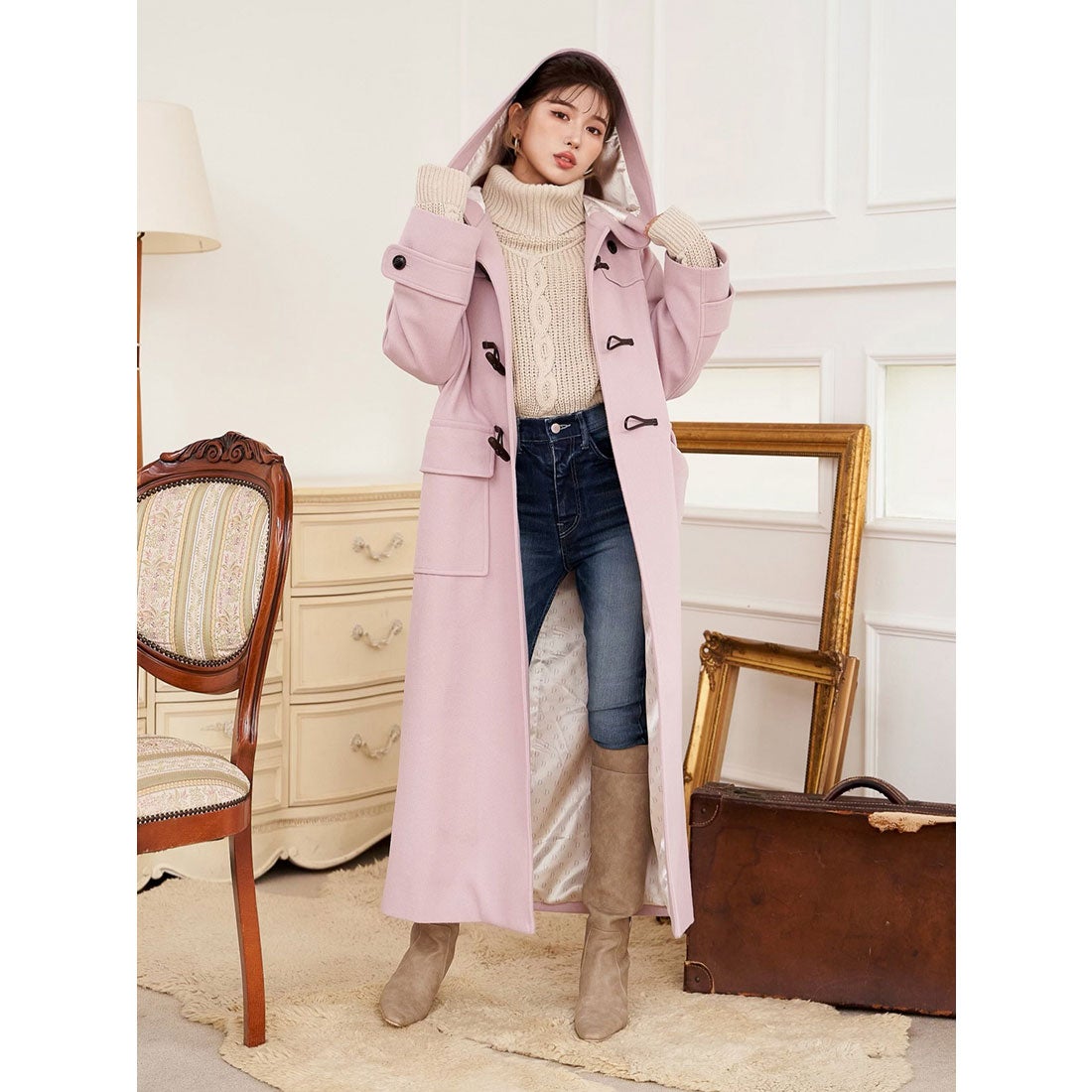 ダーリッチ Darich BIGカラーダッフルコート （ピンク） -ファッション