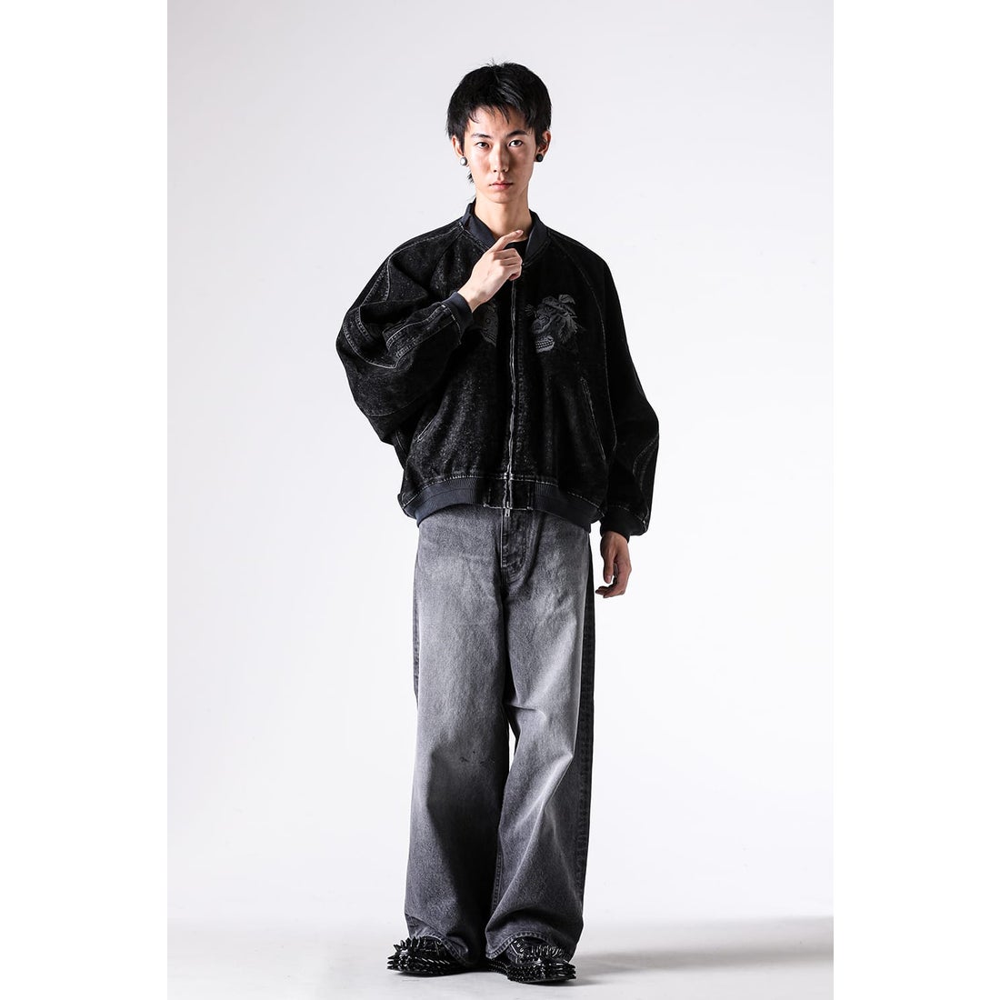 ダブレット doublet Flocked Denim Souvenir Jacket （Balck） -FASCINATE