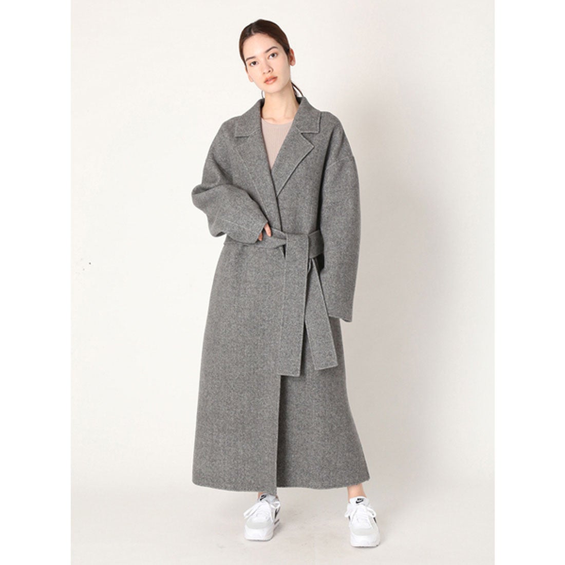 エミ emmi 【emmi atelier】ウールへリンボンリバーコート （グレー