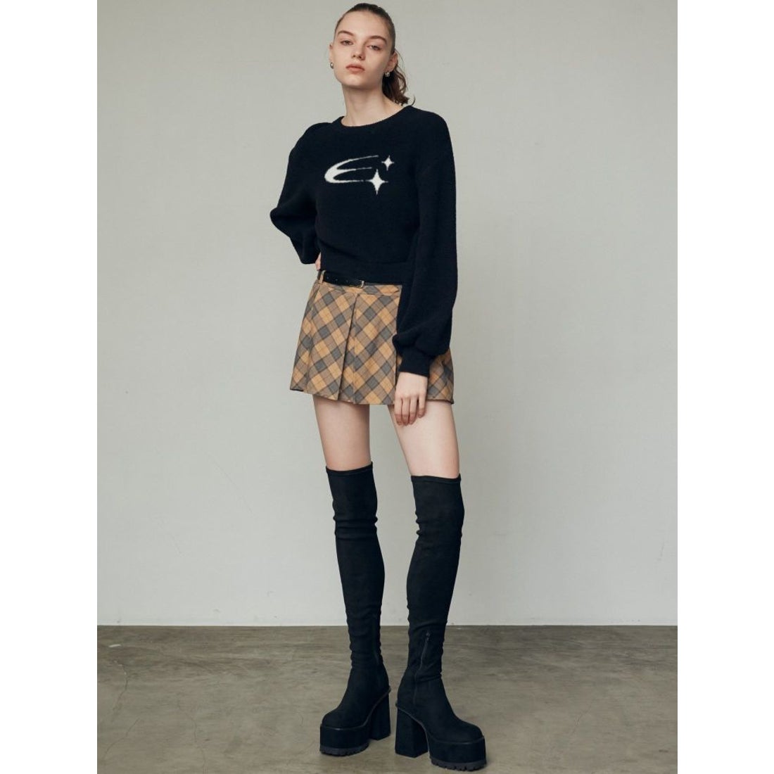 エモダ EMODA スクエアフィットロングブーツ （ブラック