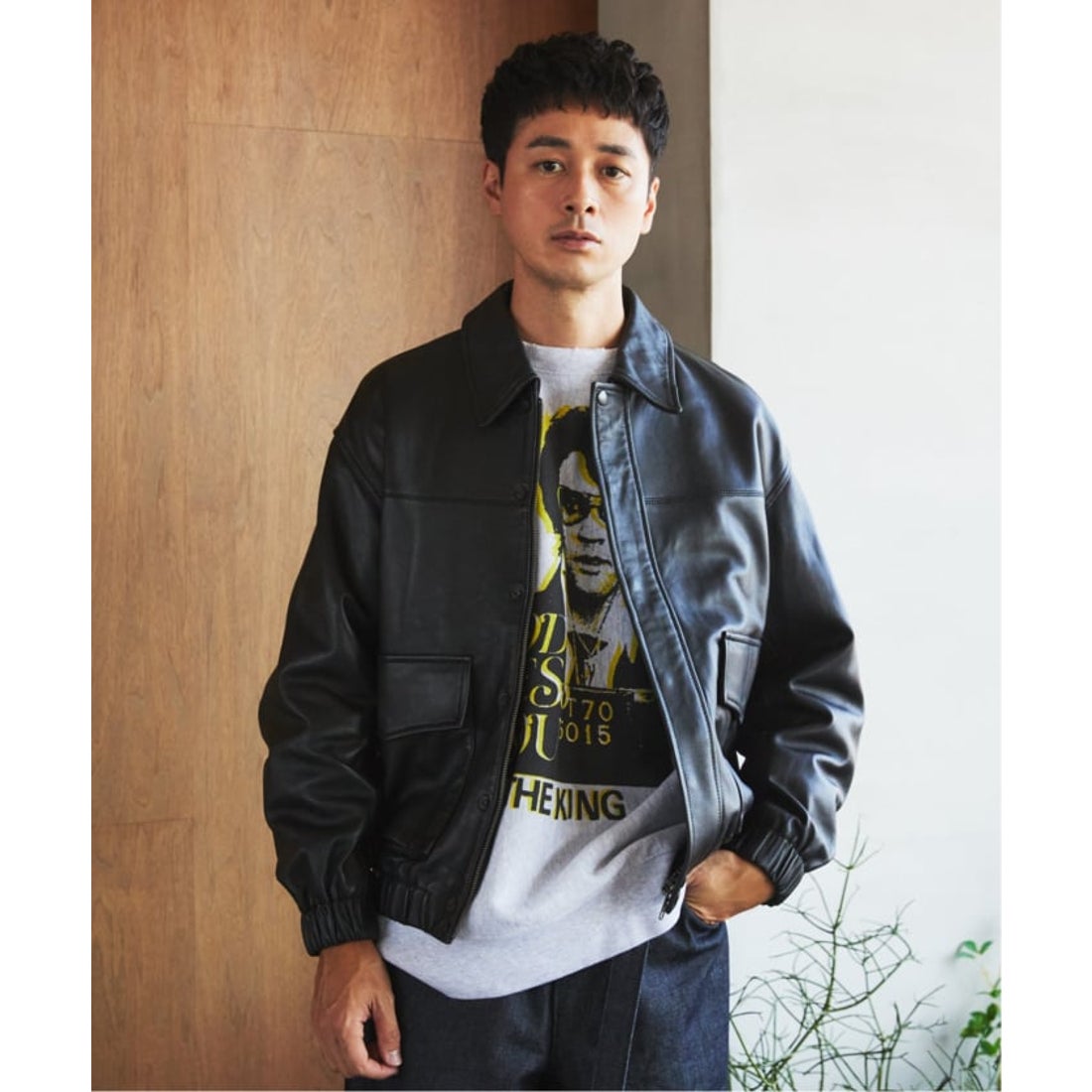 エディフィス EDIFICE A2 レザーショートブルゾン （ブラック