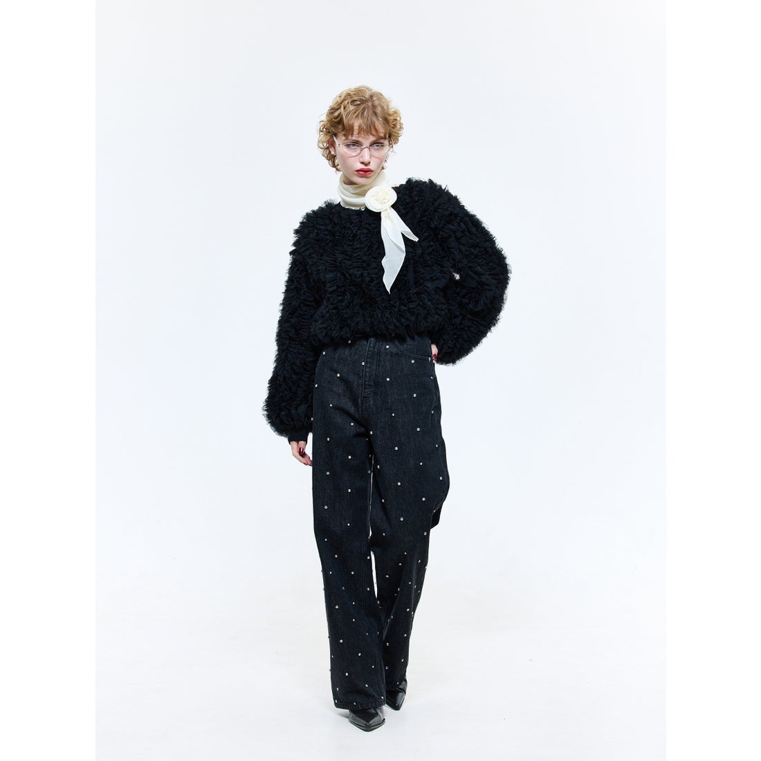 エイミーイストワール EIMY ISTOIRE フリルチュールニットプルオーバー