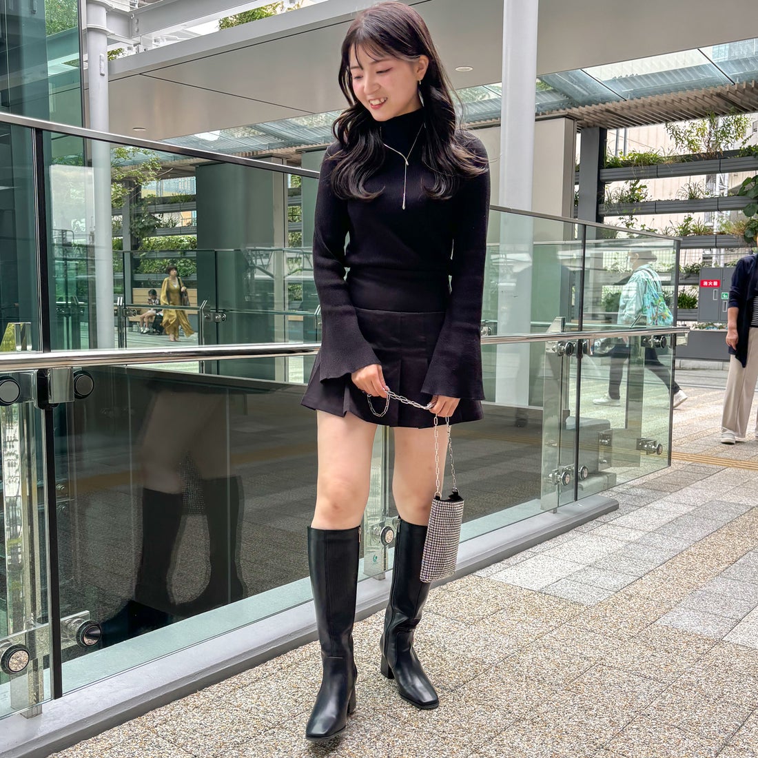 EVOL/イーボル】 スクエア6.5cmヒールロングブーツ IV5200 （ブラック