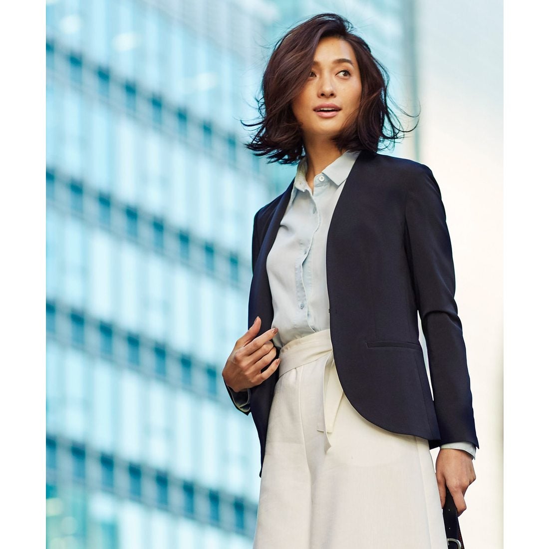 ICB 【セットアップ】Fied ノーカラージャケット （ネイビー系） -靴