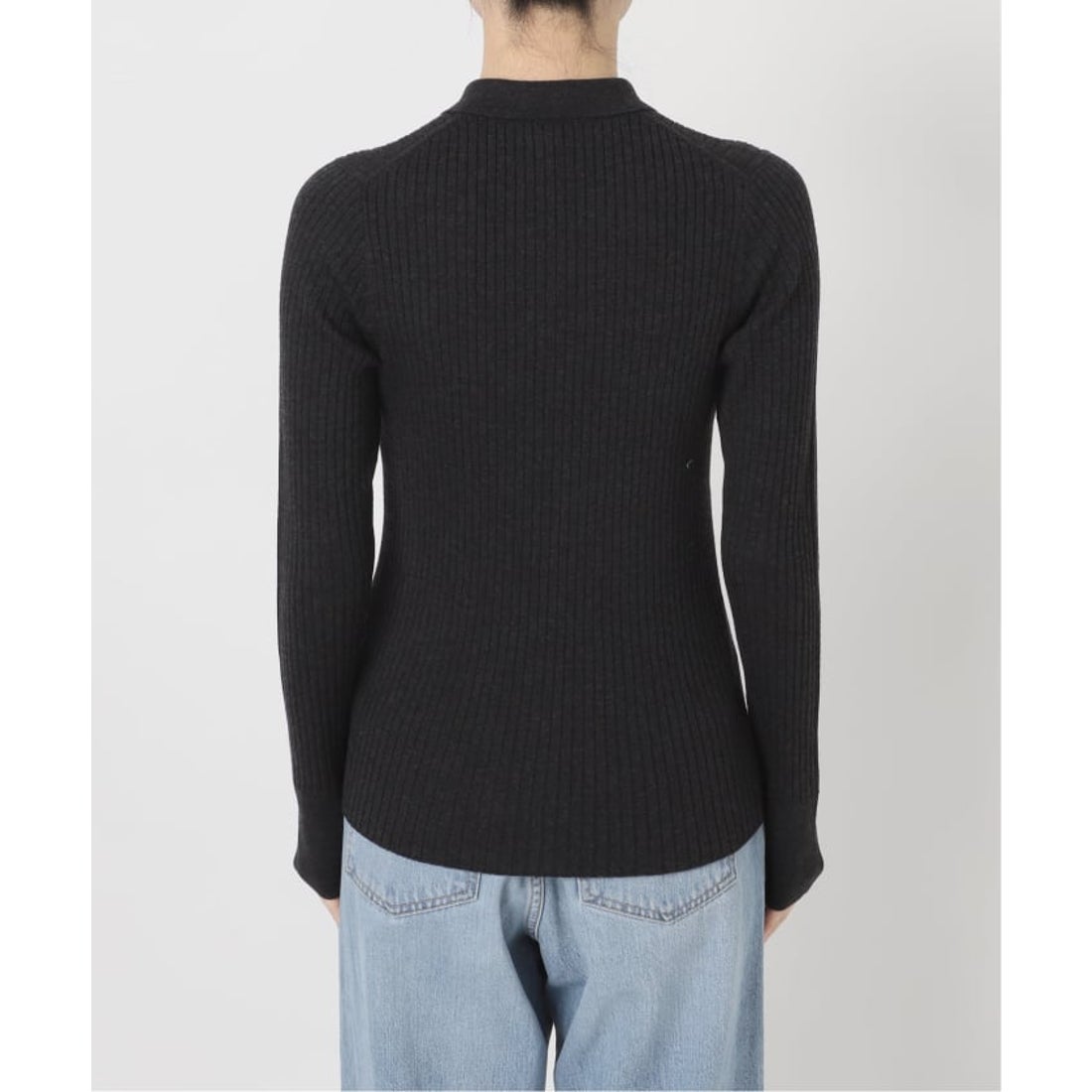 イエナ IENA EXメリノリブ ポロ襟カーディガン （グレーA