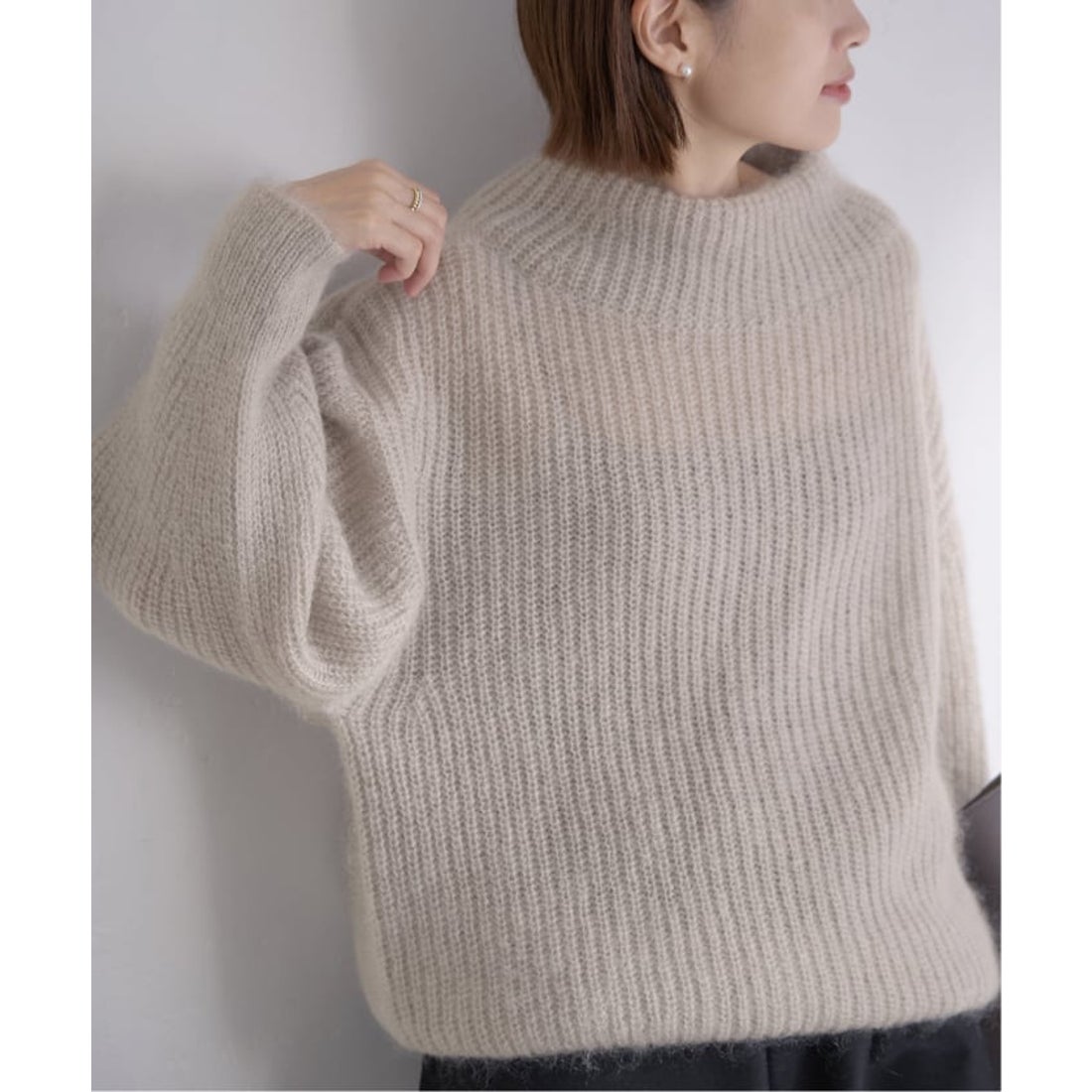 イエナ IENA キッドモヘヤミックス 片畦プルオーバー （グレーB