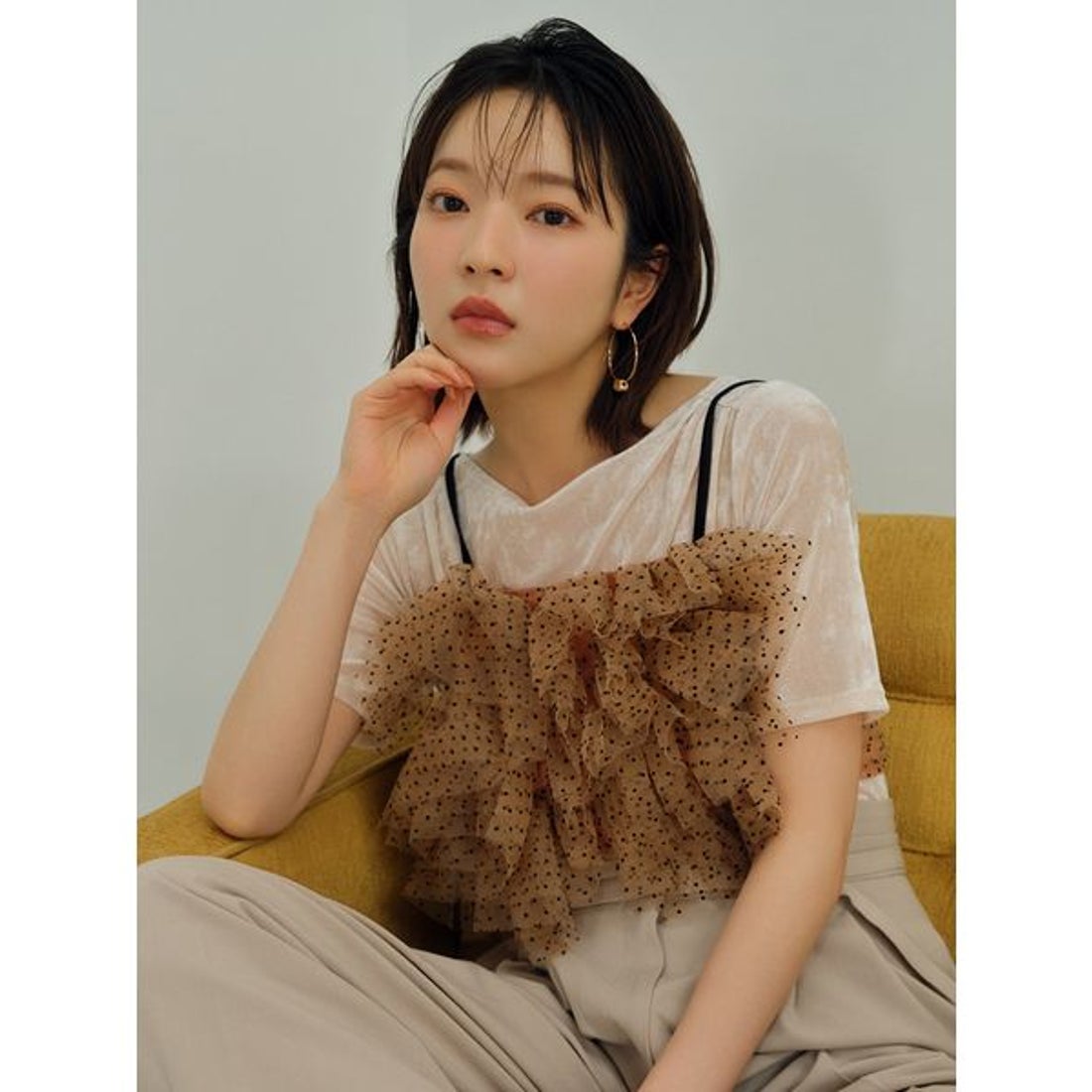 リリーブラウン LILY BROWN ラッフルチュールビスチェ （DOT