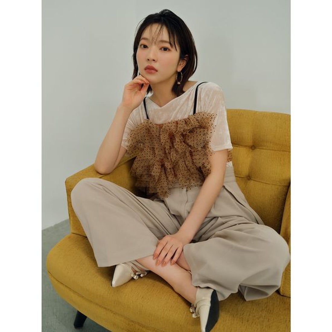 リリーブラウン LILY BROWN ラッフルチュールビスチェ （DOT