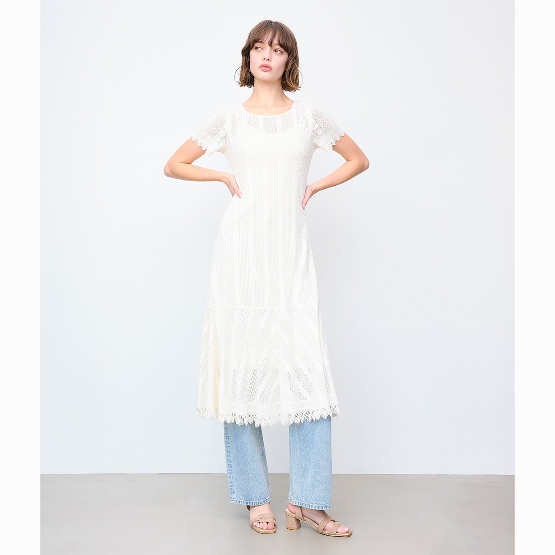 25SS】5cmヒールアシメトリックストラップサンダル(0602) （ベージュS