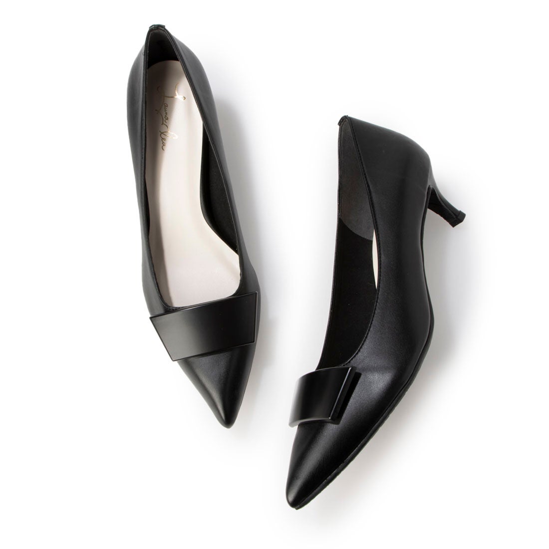 5cmバックルポインテッドトゥパンプス(0573) （ブラック） -レディース