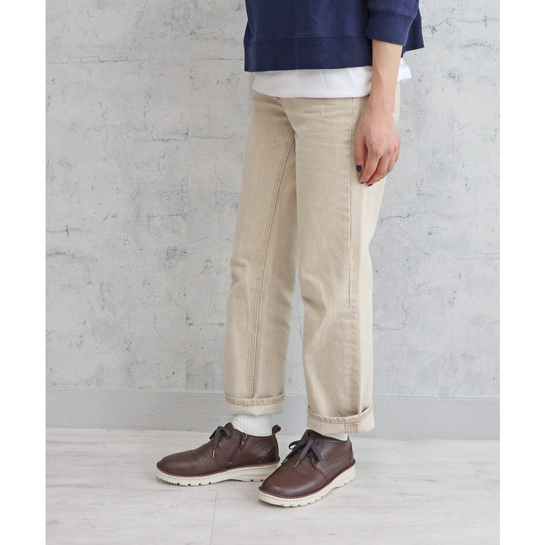 本革】 【4E】撥水レースアップスニーカー 6132 （ダークブラウン