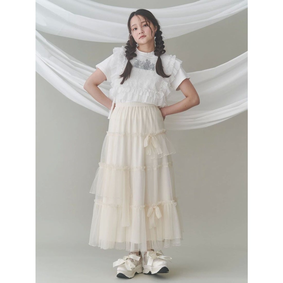 メリージェニー merry jenny ランダムリボンチュールスカート