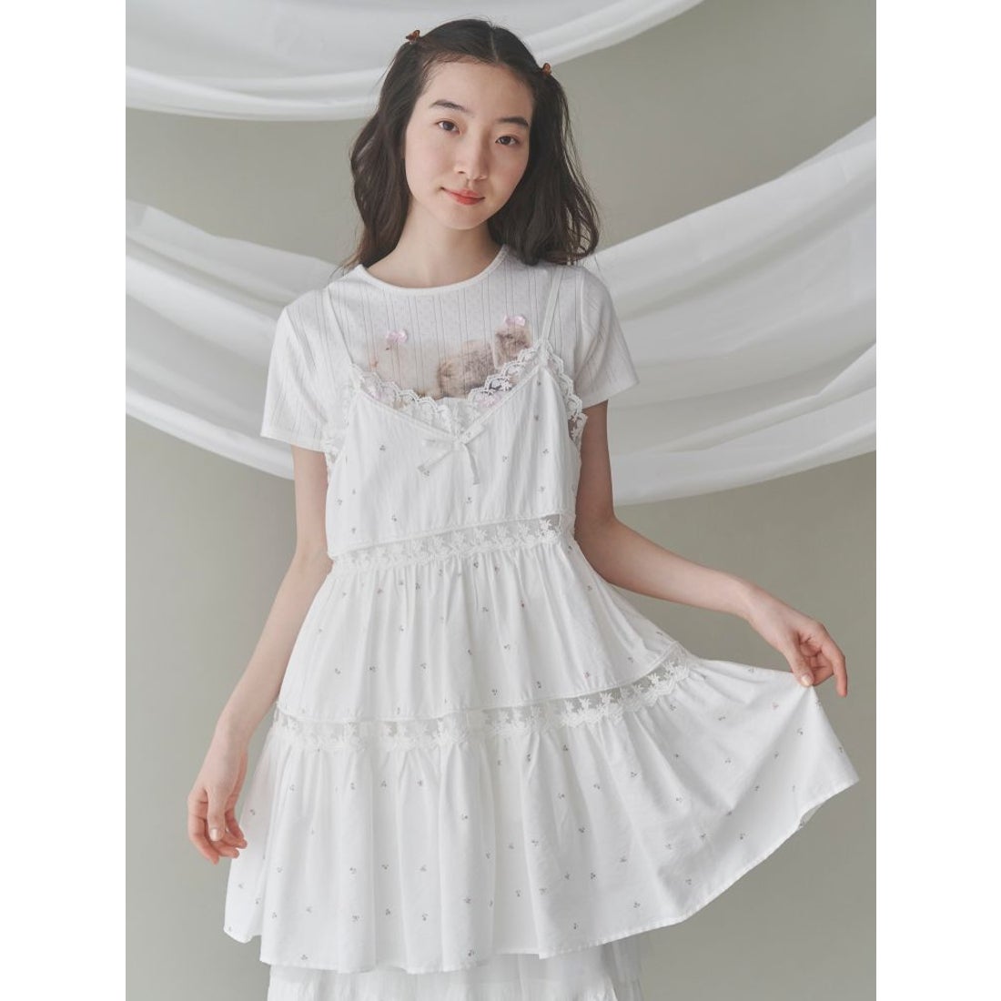 メリージェニー merry jenny flowerフレアベビードール （ブルー） -靴