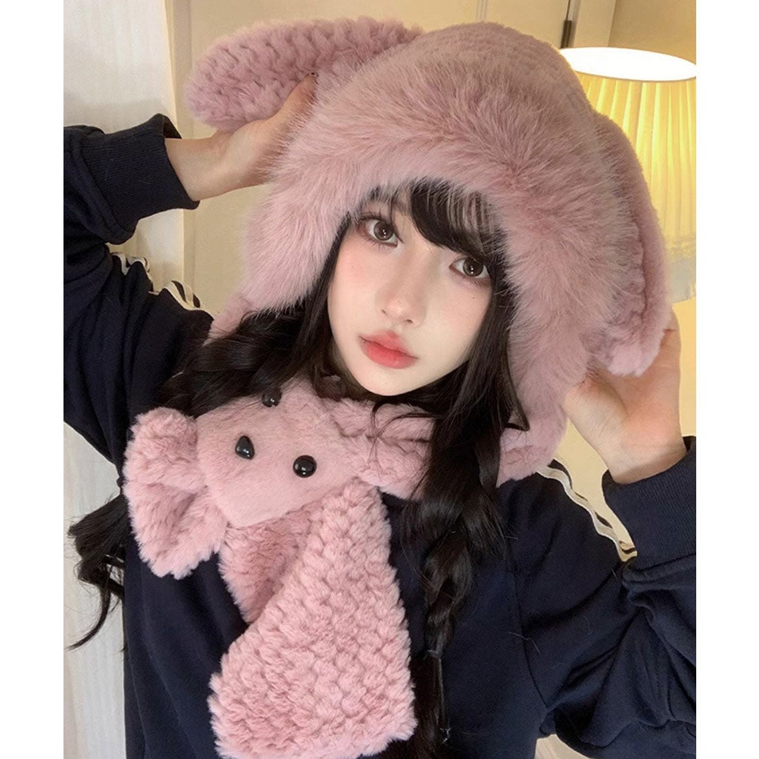 ミニミニストア miniministore マフラー帽子うさぎ耳 ファー帽子ボア