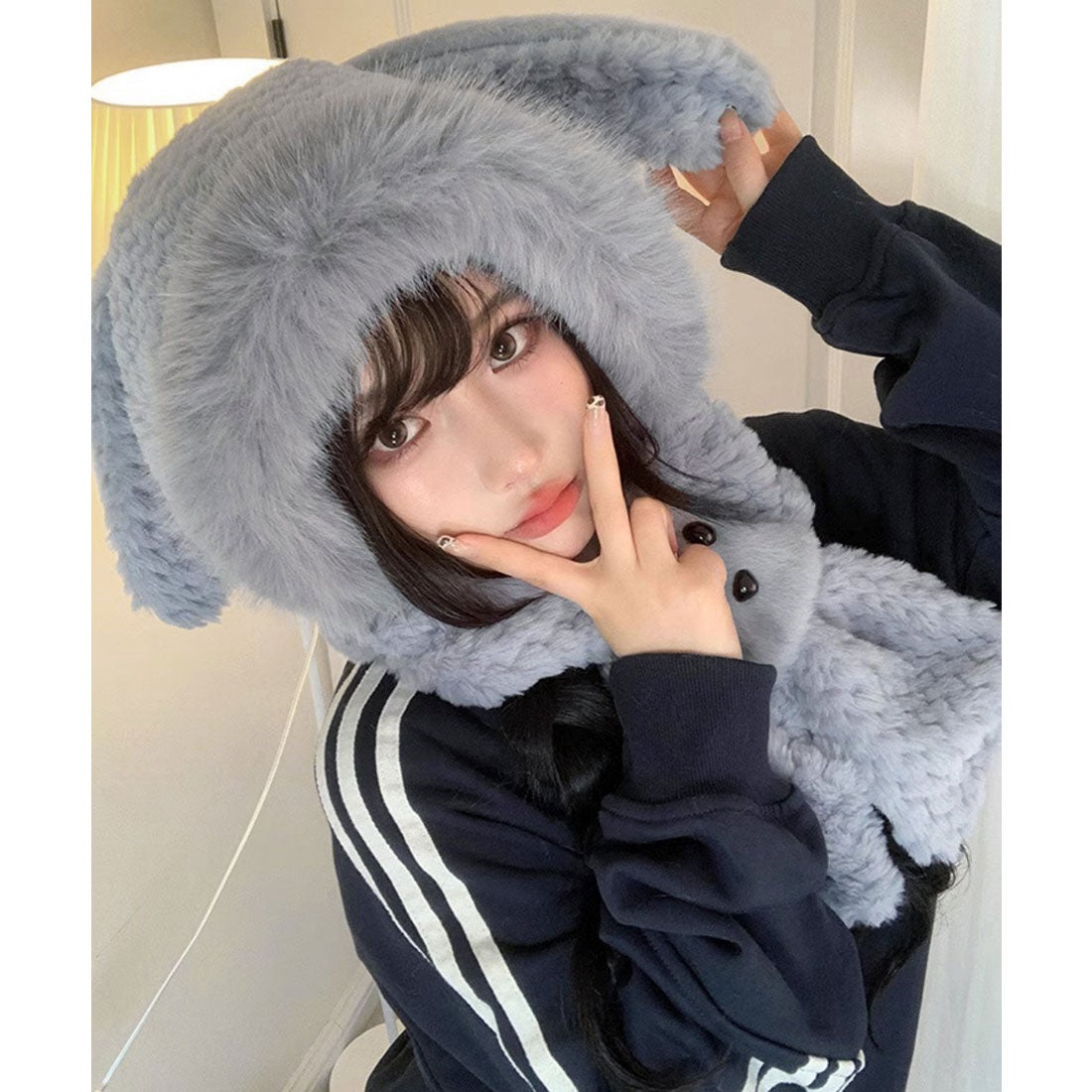 ミニミニストア miniministore マフラー帽子うさぎ耳 ファー帽子ボア