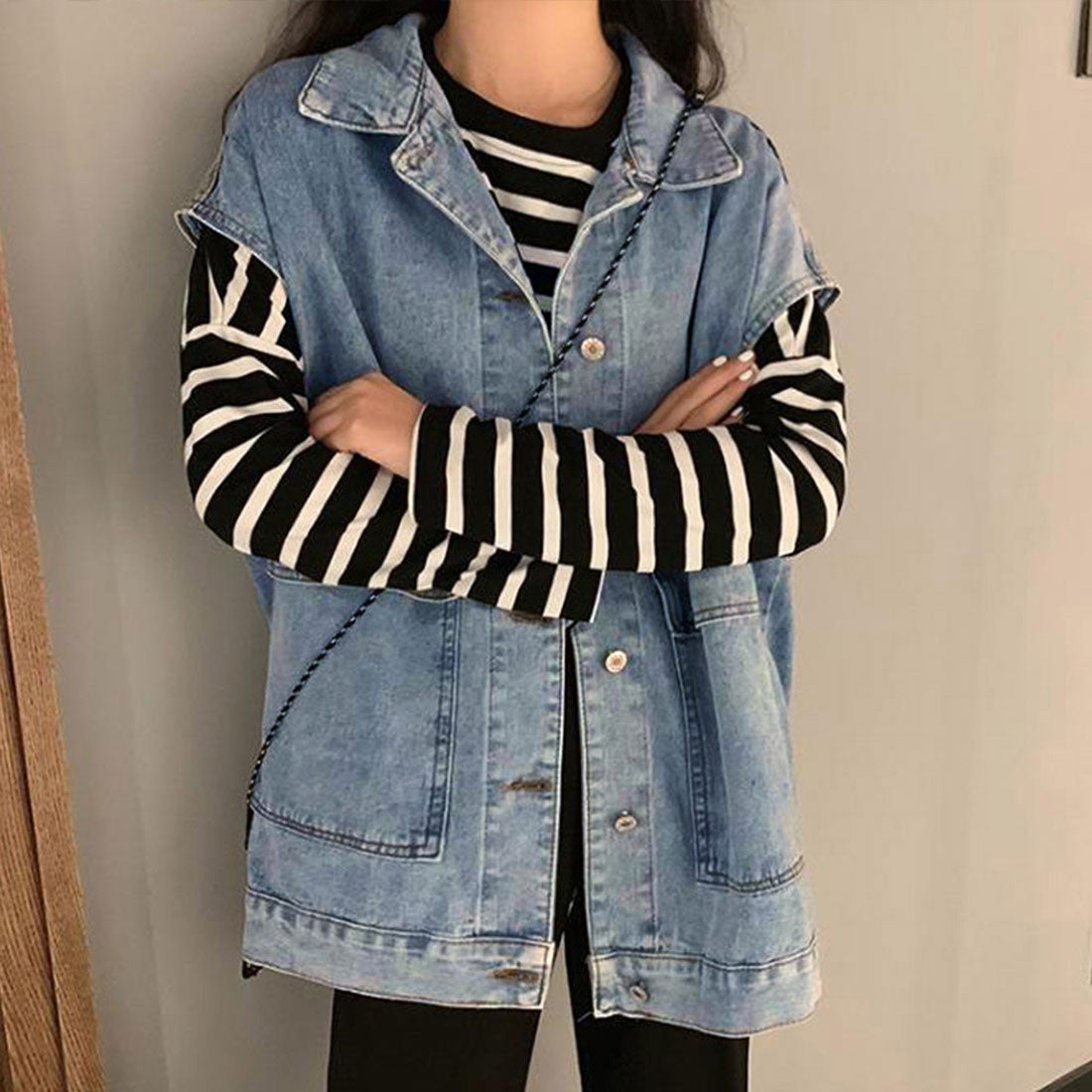 miniministore デニムベスト ジレ レディース 重ね着 -ファッション