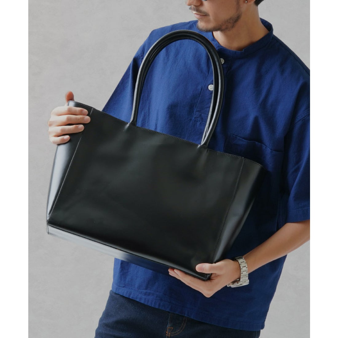 MURA トートバッグ 本革 レディース メンズ 大容量 バッグ （ブラック