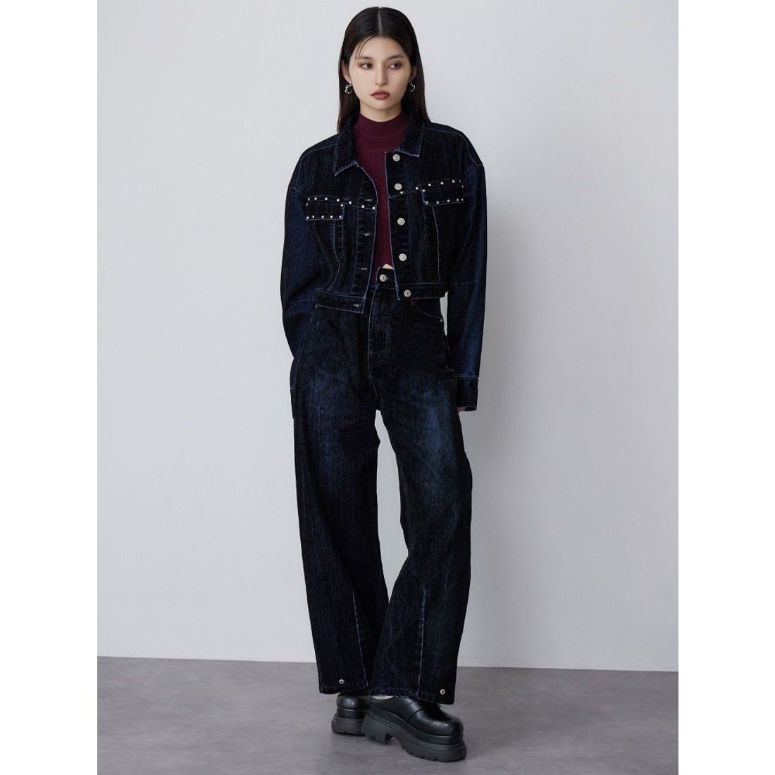 ムルーア MURUA フロッキーバレルレッグデニム【セット販売対象