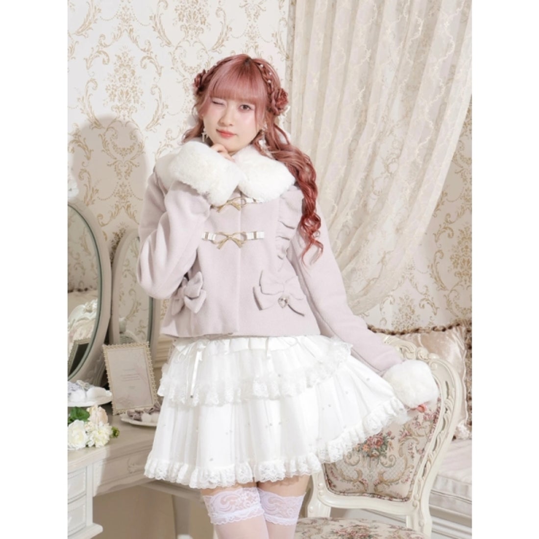 ノエミー NOEMIE お嬢さんワッフルショートコート （黒