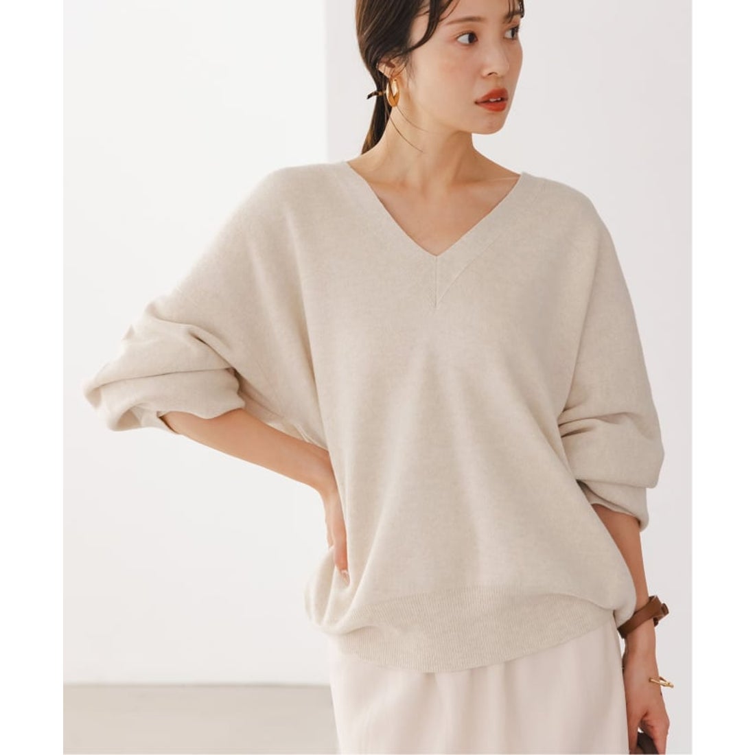 ノーブル NOBLE 《予約》カシミヤMIX スムースVプルオーバー