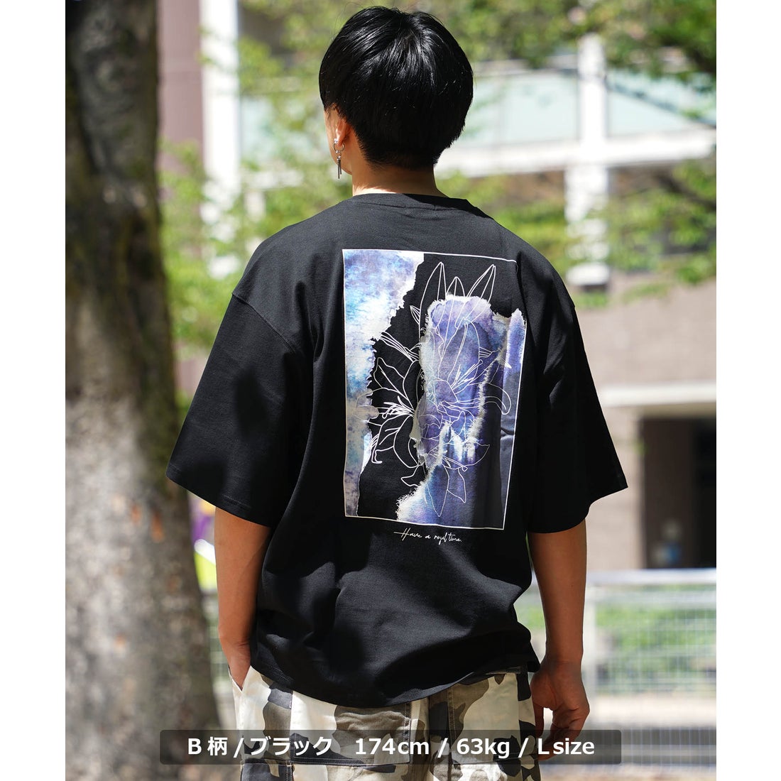 ワンフォークロージング 1111clothing ◇水彩画風 フラワー バック