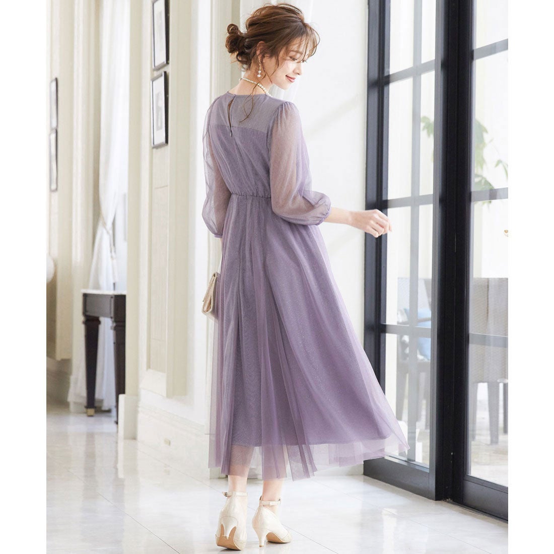 ニアナ niana ビスチェ風トップス ラメチュールワンピース 結婚式