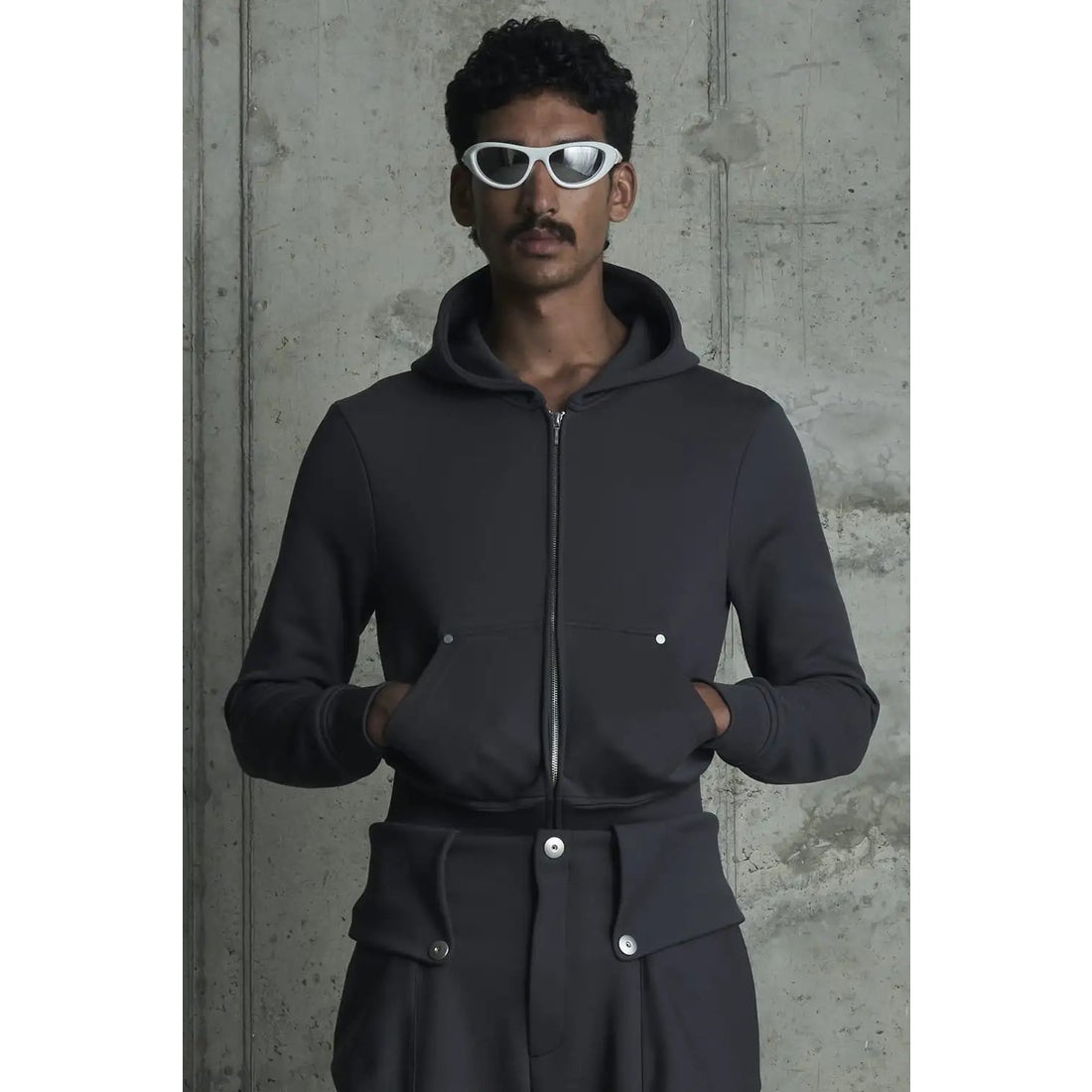 オマールアフリディ Omar Afridi Cardi Hoodie Cardi Knit （SLATE