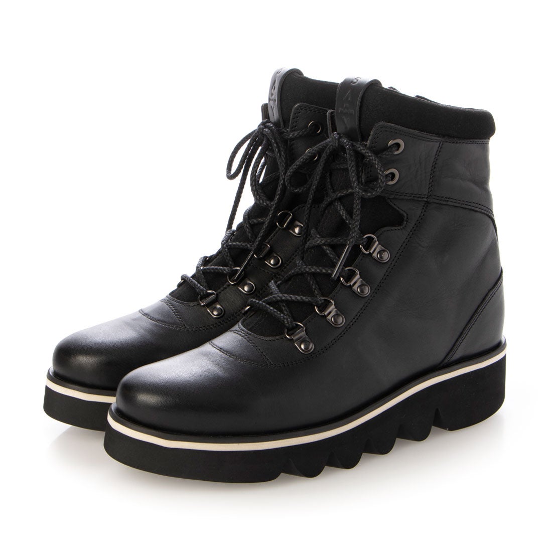 サヤ SAYA 厚底本革アウトドアショートブーツ （ブラック） -【公式