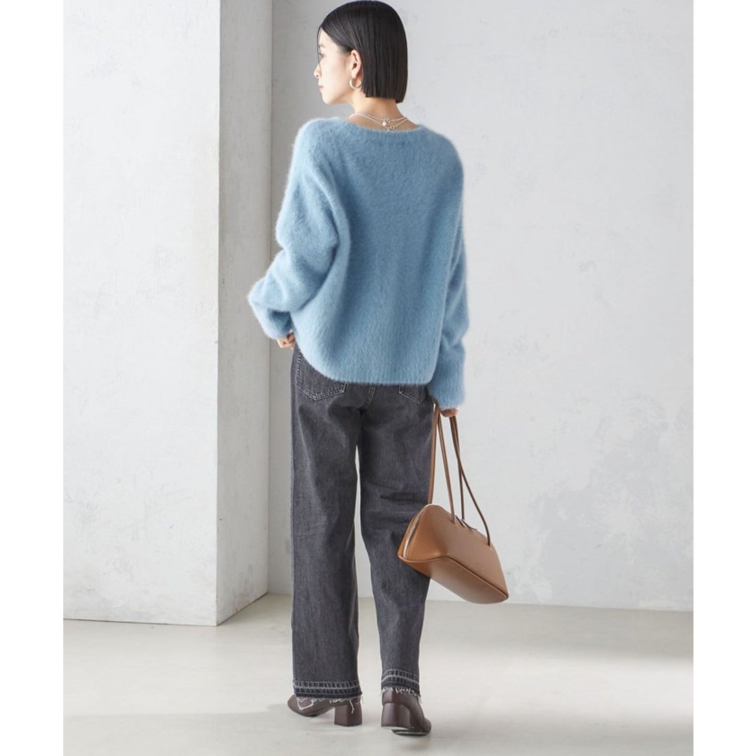 シップス SHIPS 〈手洗い可能〉ブルー FOX クルーネック プルオーバー