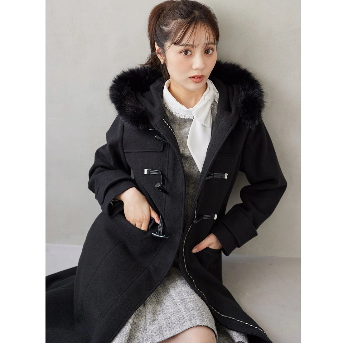 トッコクローゼット tocco closet 取り外し可能なファー付きフィット