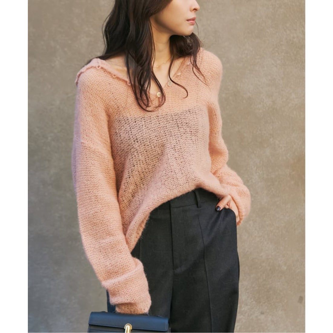 プラージュ Plage 《追加予約》ALPACA MIX BUTTON ニット 3 （ピンク